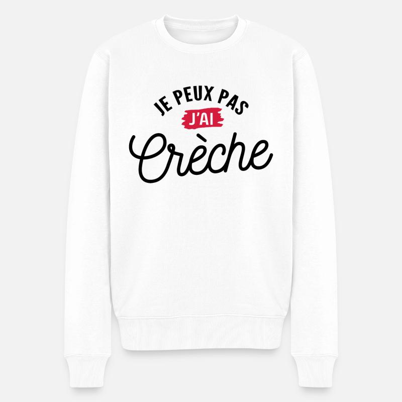 Je peux pas j'ai crèche - Pull Premium bio Homme - blanc