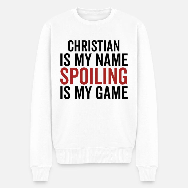 Christian est mon nom Spoiling est mon jeu - Pull Premium bio Homme - blanc