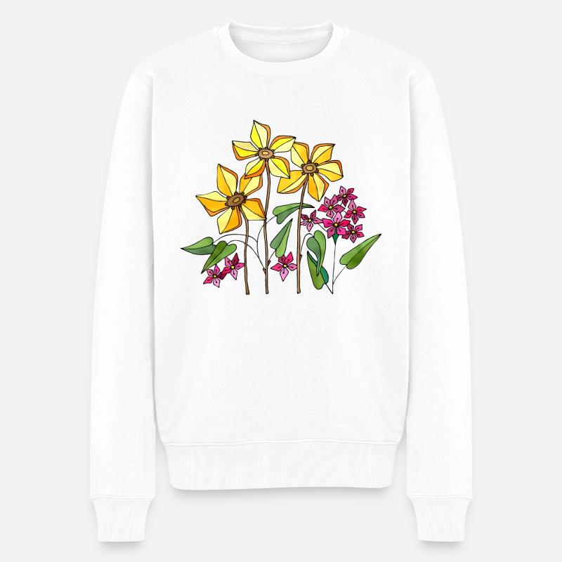Blumen - Männer Premium Bio Pullover - Weiß