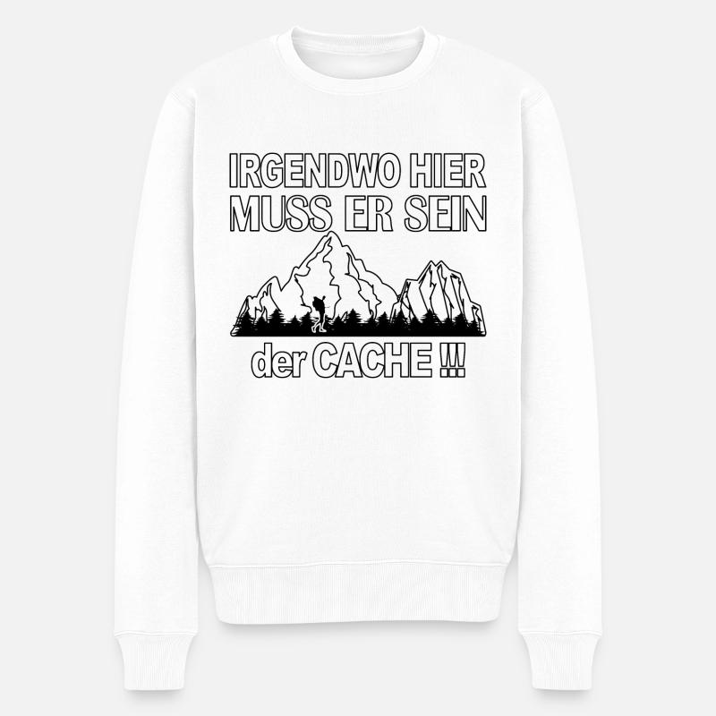 Irgendwo muss er sein der Geocache - Männer Premium Bio Pullover - Weiß