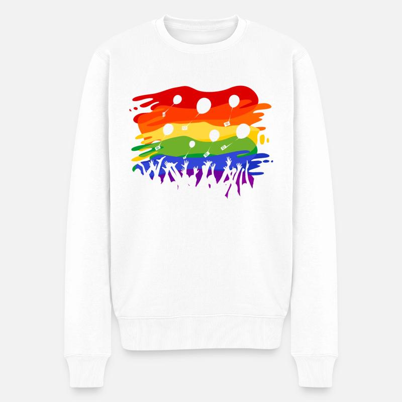 Regenbogen-Flashmob - Männer Premium Bio Pullover - Weiß