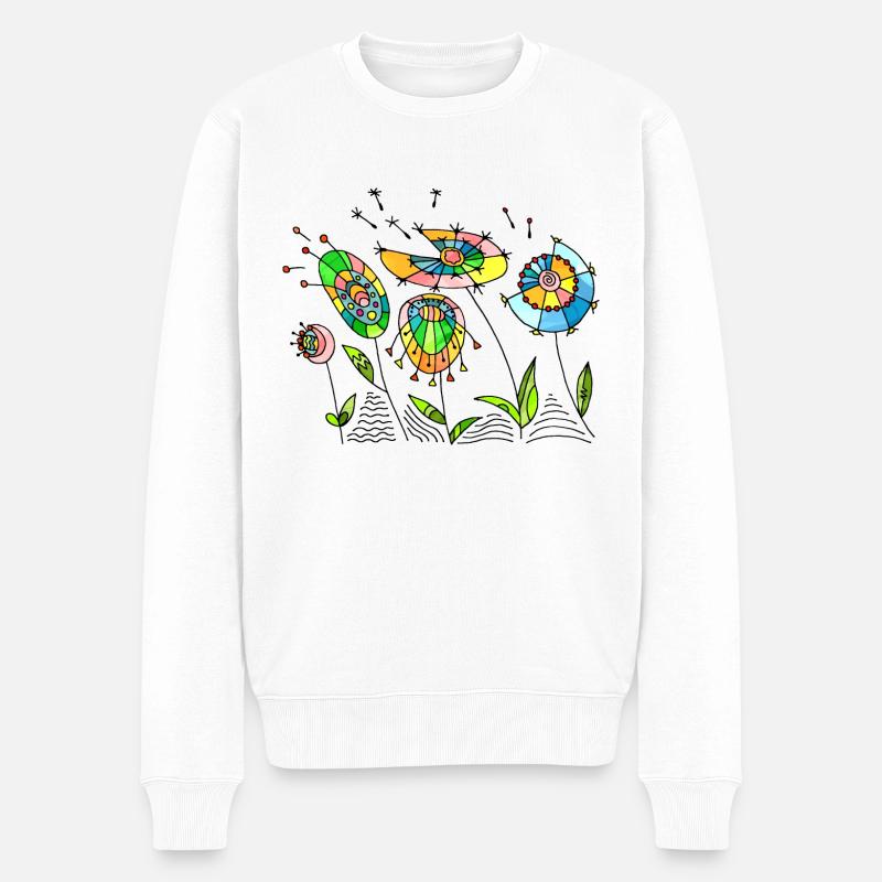 Blumen - Männer Premium Bio Pullover - Weiß