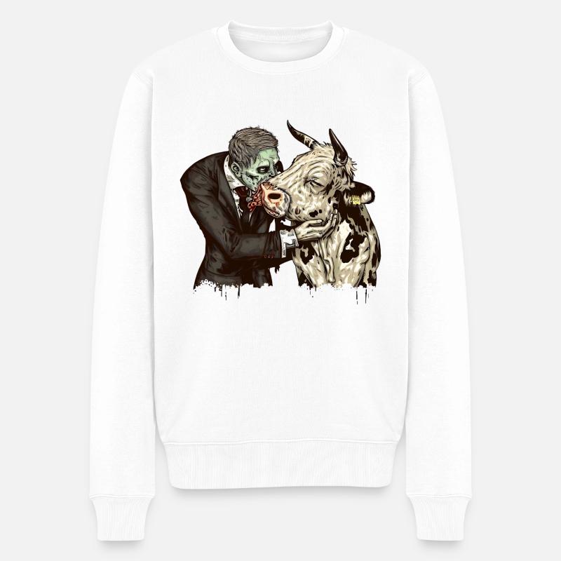 Messieurs zombie embrasse vache - Pull Premium bio Homme - blanc