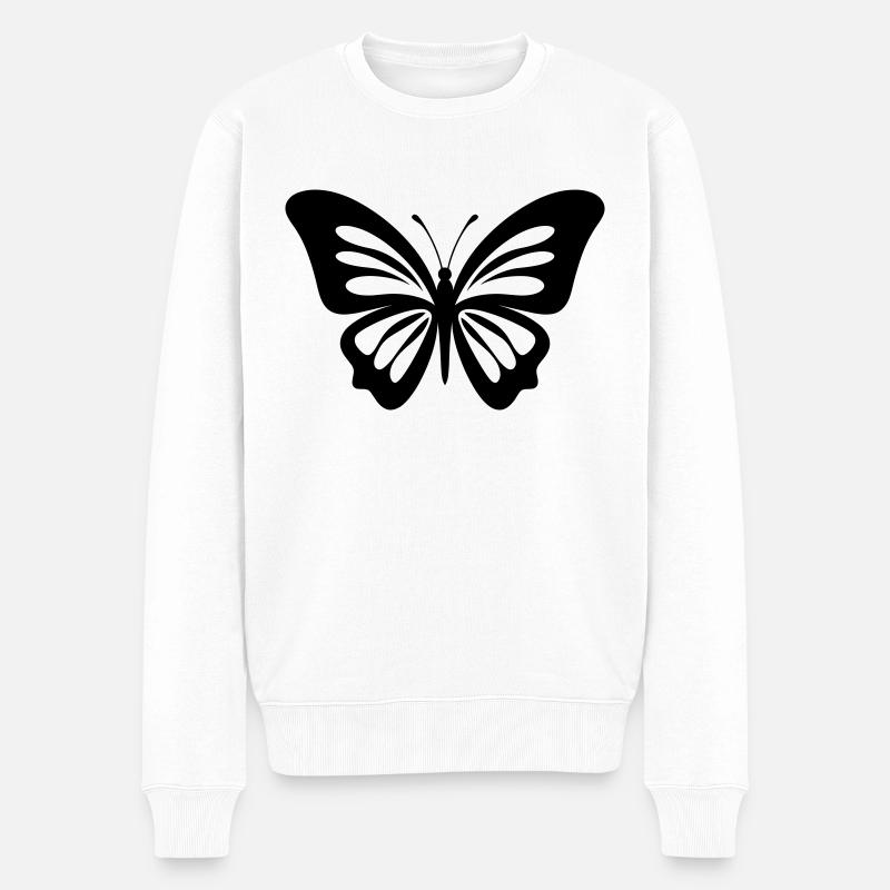 Schmetterling - Männer Premium Bio Pullover - Weiß