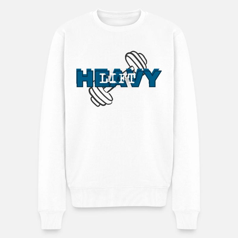 Lift Heavy - Männer Premium Bio Pullover - Weiß