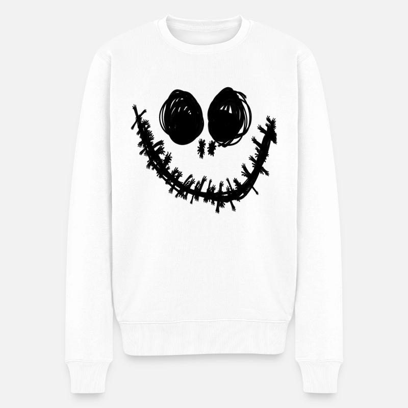 Gesicht,comic,,halloween, Monster - Männer Premium Bio Pullover - Weiß