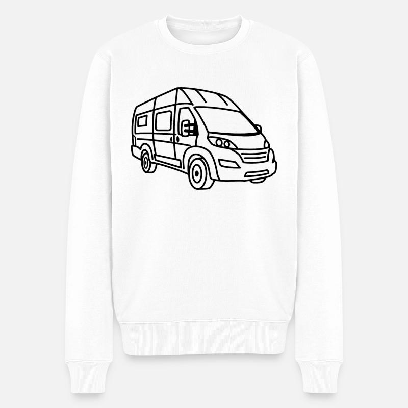 Van / Camper Van - Front - Black - Men's Premium Organic Jumper - white