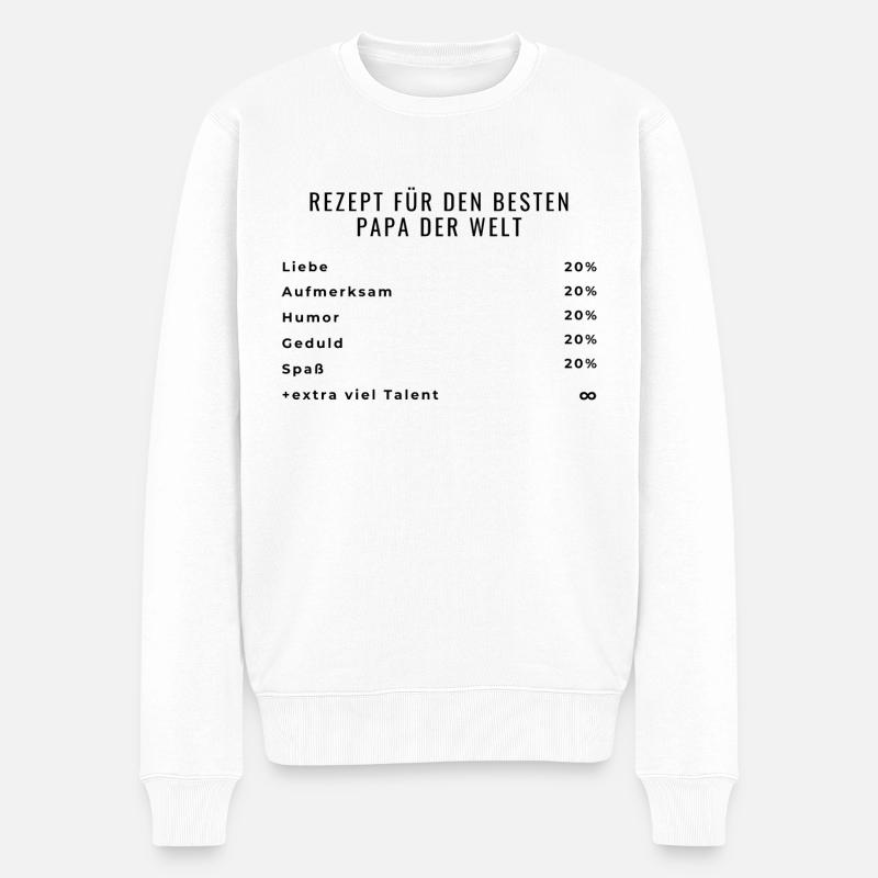 Rezept für den besten Papa der Welt - Männer Premium Bio Pullover - Weiß