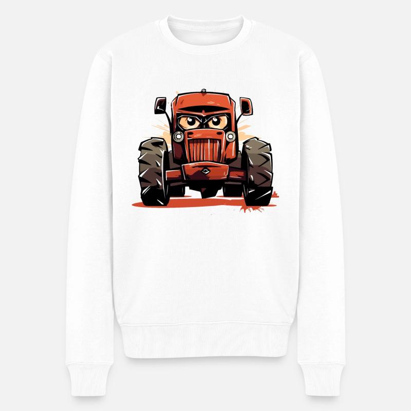 Wütender Traktor Nr. 2 - Männer Premium Bio Pullover - Weiß