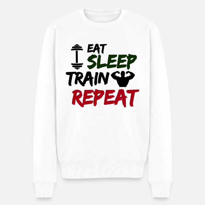 manger dormir train répéter - Pull Premium bio Homme - blanc