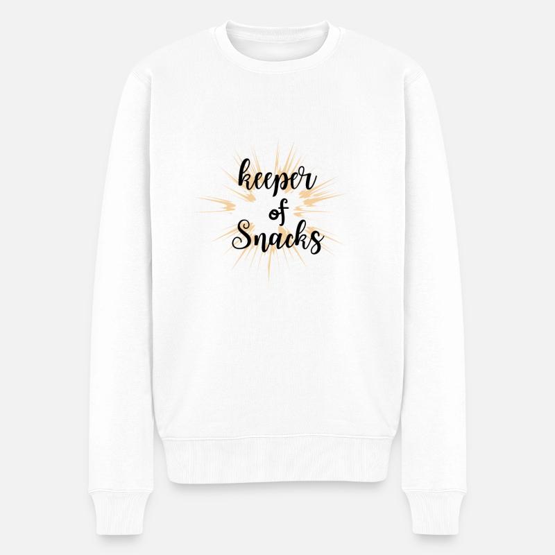Lustiger Snack-Keeper - Männer Premium Bio Pullover - Weiß