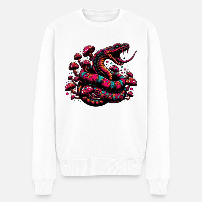 Serpent psychédélique aux champignons - Pull Premium bio Homme - blanc