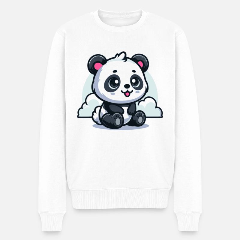 Baby-Panda - Männer Premium Bio Pullover - Weiß