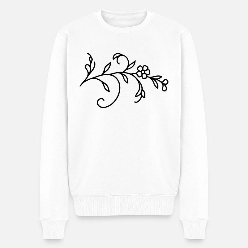 Feuilles de vigne fleuries - Pull Premium bio Homme - blanc