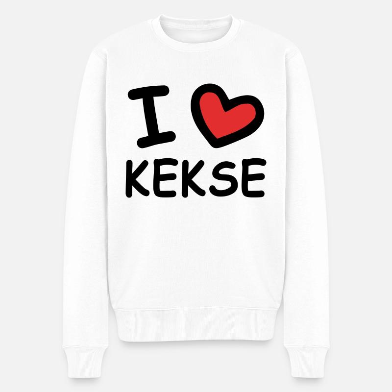 I Love Kekse - Männer Premium Bio Pullover - Weiß