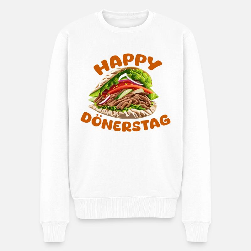 Happy Döner Kebab - Männer Premium Bio Pullover - Weiß