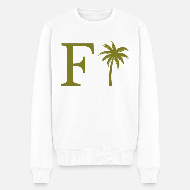Lettre f vert Palm - Pull Premium bio Homme - blanc
