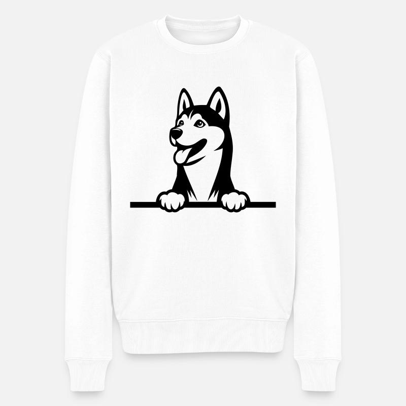 Husky - Männer Premium Bio Pullover - Weiß
