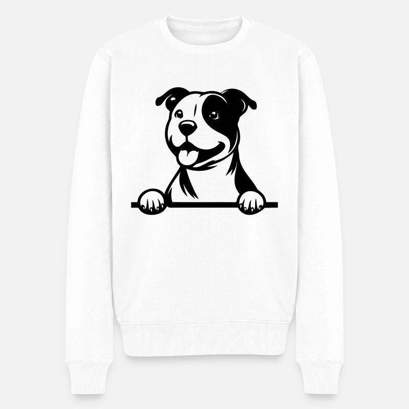 Staffordshire Bull Terrier - Männer Premium Bio Pullover - Weiß