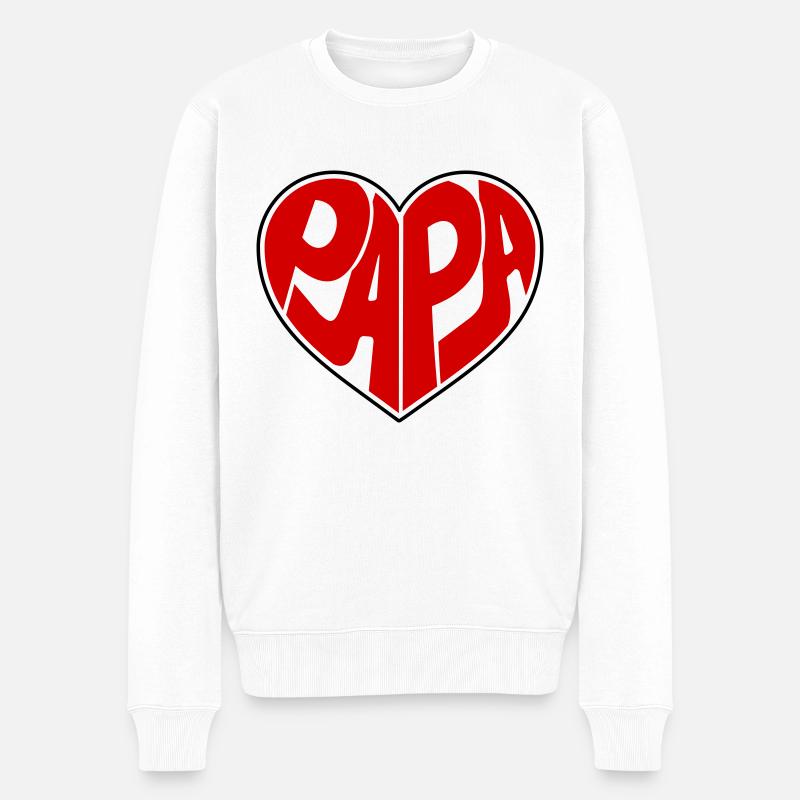 Dad Herz Papa Vatertag Vatertagsgeschenk - Männer Premium Bio Pullover - Weiß