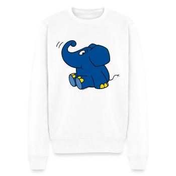 Der Elefant - sitzend - Männer Premium Bio Pullover - Weiß - Vorne - Thijin (182cm)