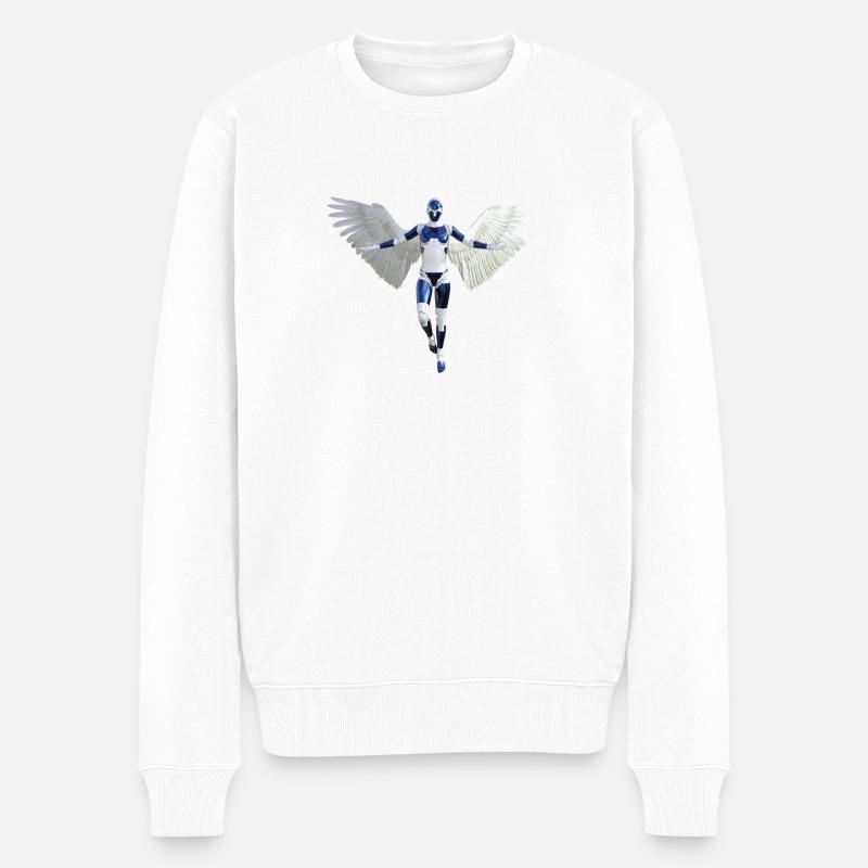 Der mechanische Engel - Männer Premium Bio Pullover - Weiß