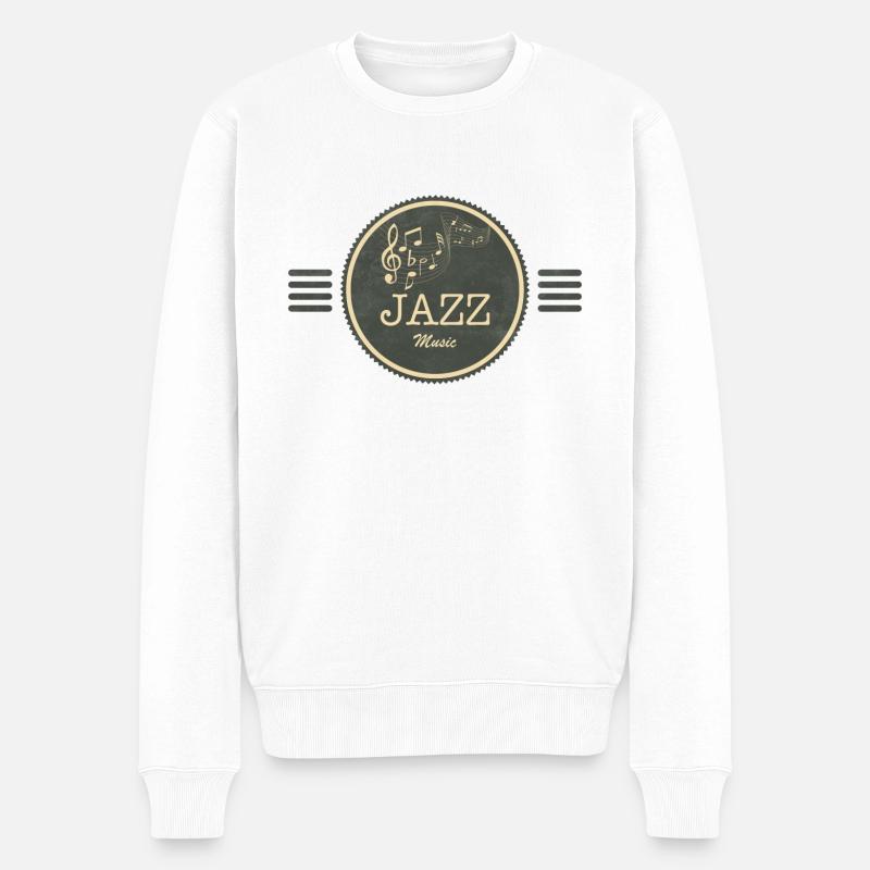 Jazz Musik - Männer Premium Bio Pullover - Weiß