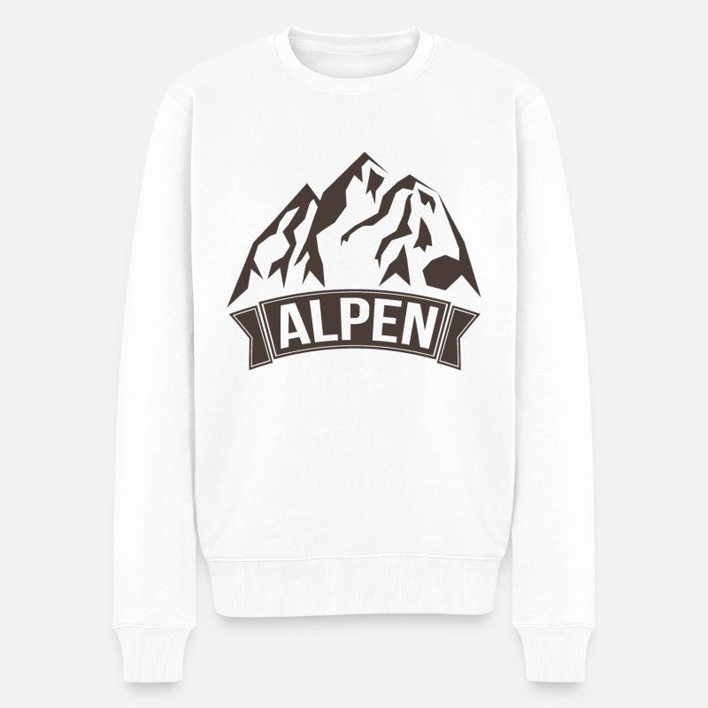 Alpen - Männer Premium Bio Pullover - Weiß