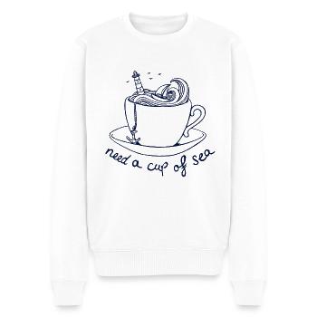 brauche eine Tasse See maritim - Männer Premium Bio Pullover - Weiß - Vorne - Thijin (182cm)