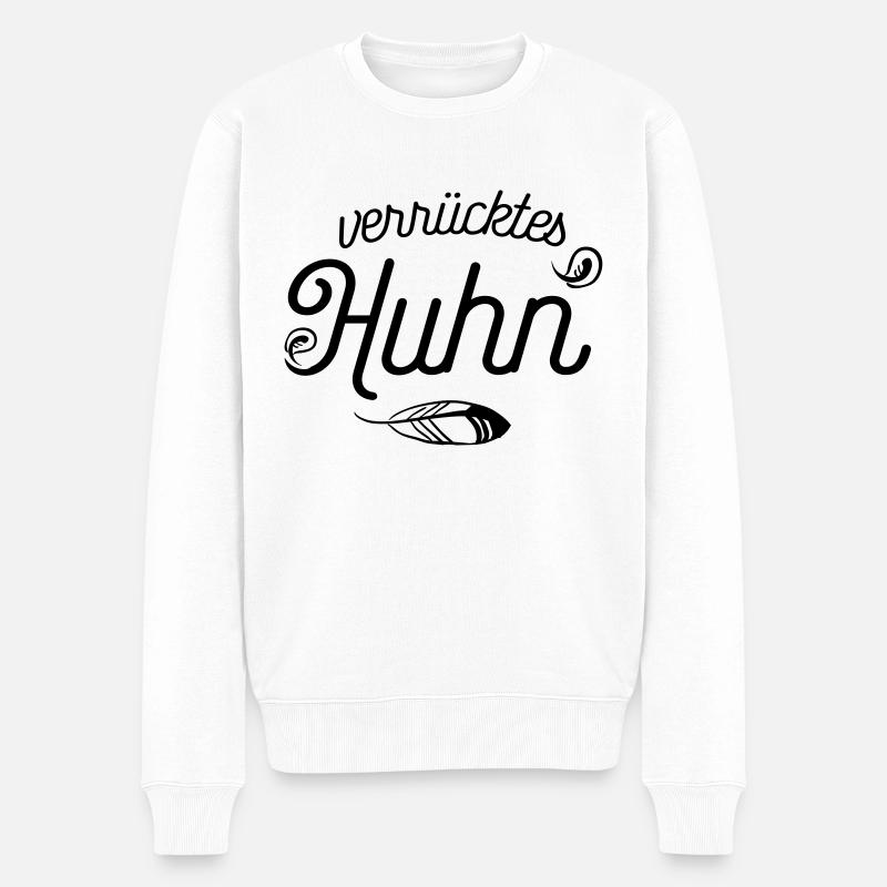 verrücktes Huhn - Männer Premium Bio Pullover - Weiß