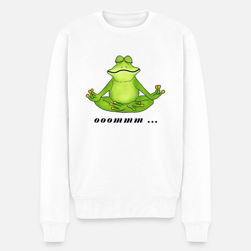 OM, méditation, grenouille - Pull Premium bio Homme - blanc