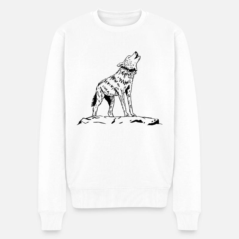 Loup hurlant - Pull Premium bio Homme - blanc