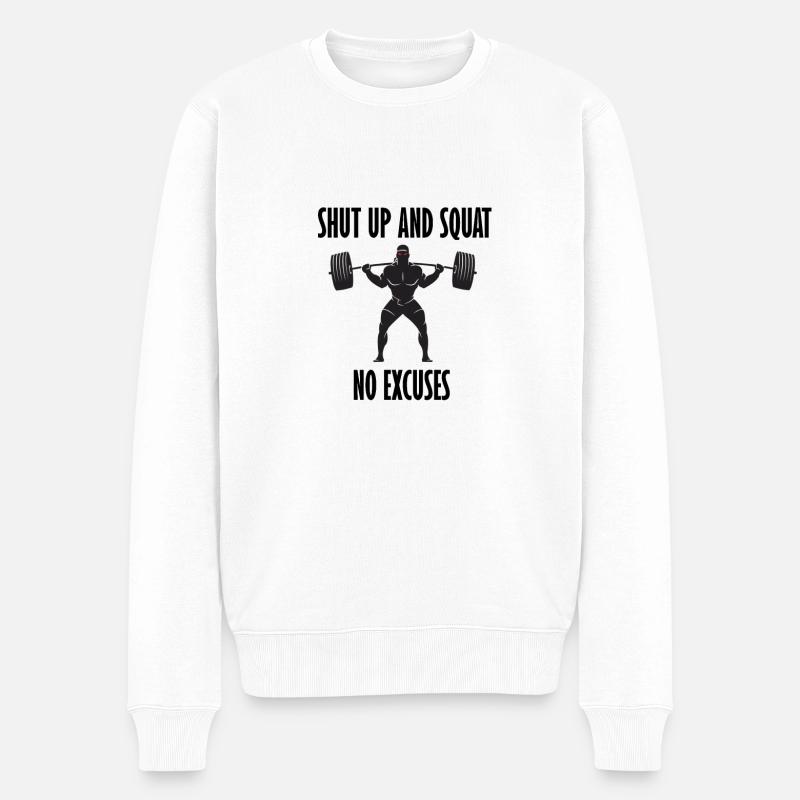 Halt die Klappe und quatsche - Männer Premium Bio Pullover - Weiß