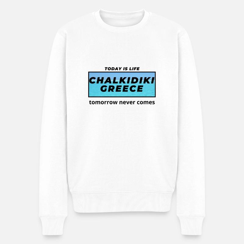 Chalcidique Grèce - Pull Premium bio Homme - blanc