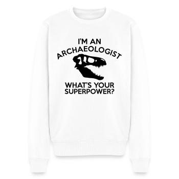 ARCHAEOLOGIST SUPERPOWER - Men's Premium Organic Jumper - white - Front - Thijin (182cm)
