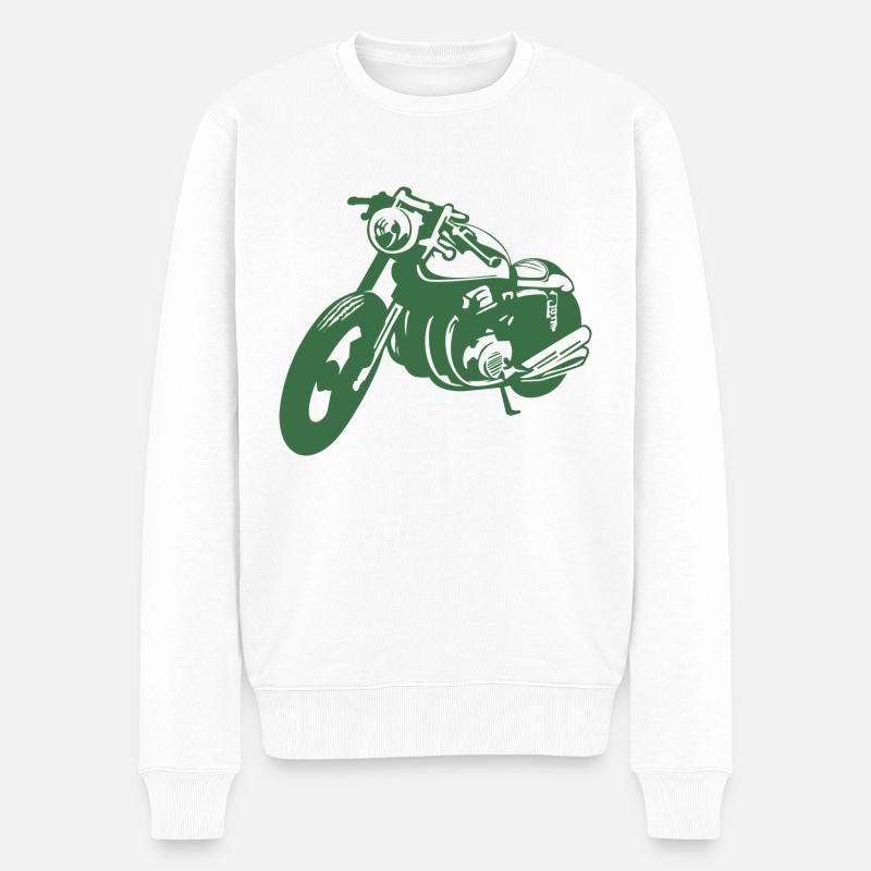 Green Cafe Racer - Cadeau - Idée - Pull Premium bio Homme - blanc