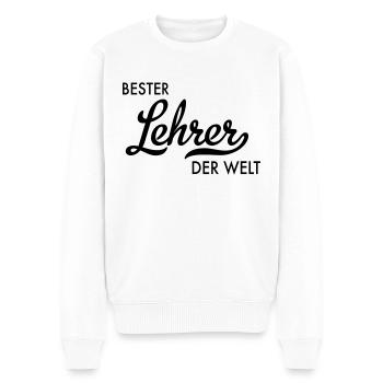 Bester Lehrer der Welt - Männer Premium Bio Pullover - Weiß - Vorne - Thijin (182cm)