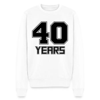 40 Jahre - Männer Premium Bio Pullover - Weiß - Vorne - Thijin (182cm)
