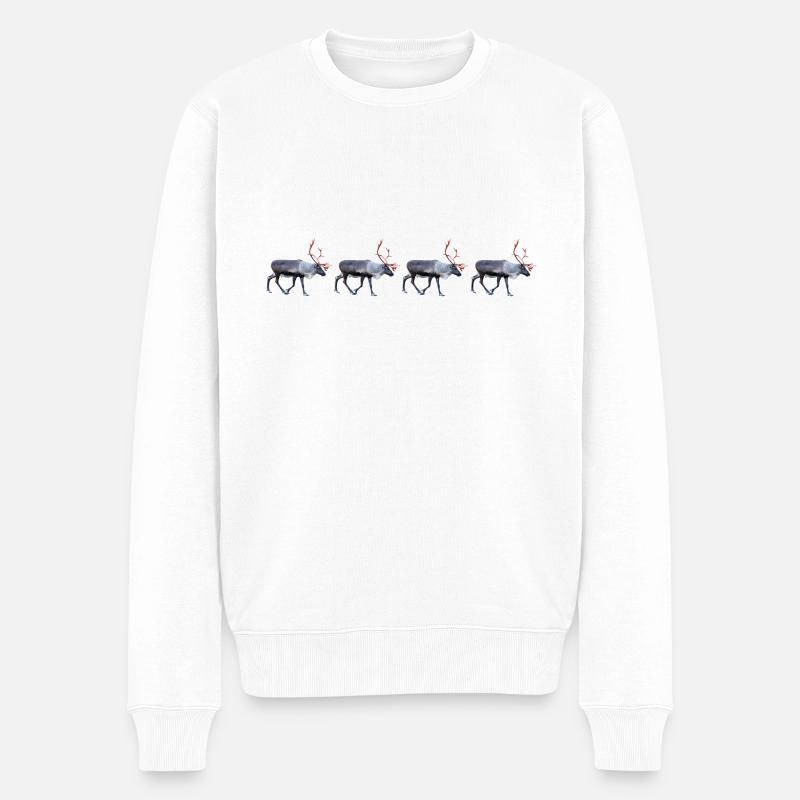 Traditionelle Rentierillustration in Winterstimmung - Männer Premium Bio Pullover - Weiß