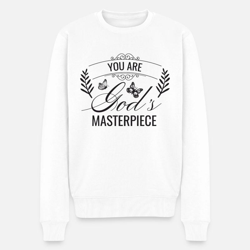 Du bist Gotts Meisterwerk - Männer Premium Bio Pullover - Weiß