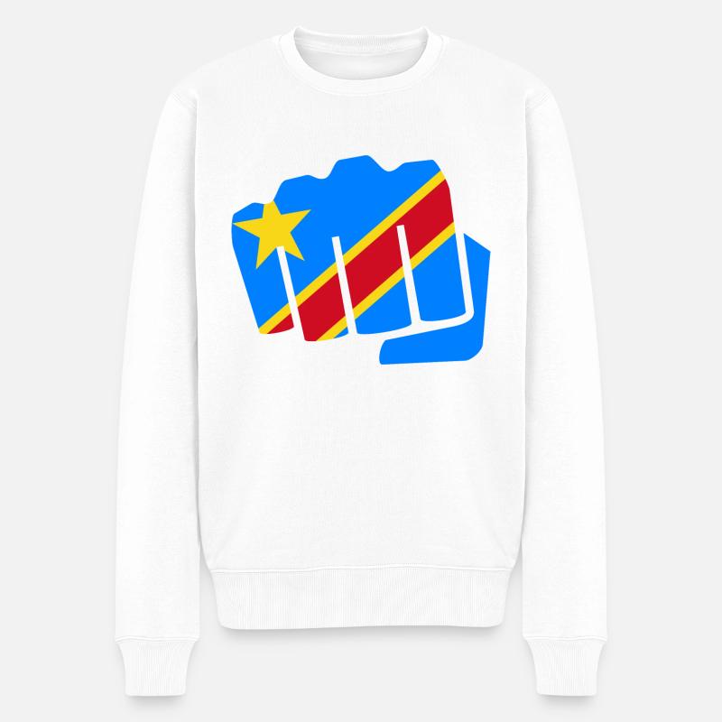 Kongo Zaire Kongu DR Congo Kongó Flagge Geschenk - Männer Premium Bio Pullover - Weiß