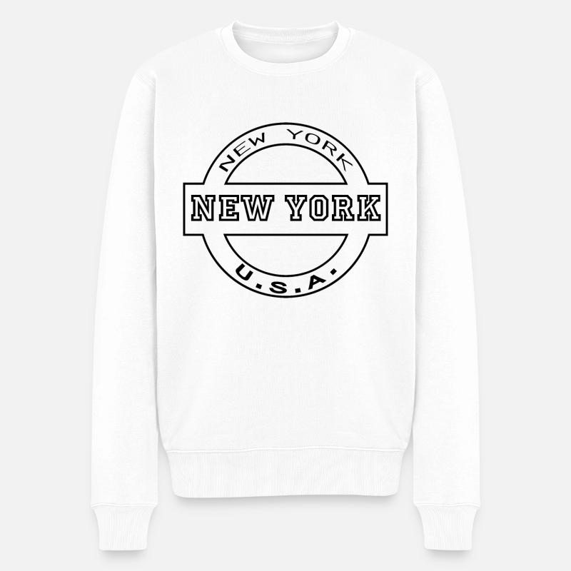 New York - Männer Premium Bio Pullover - Weiß