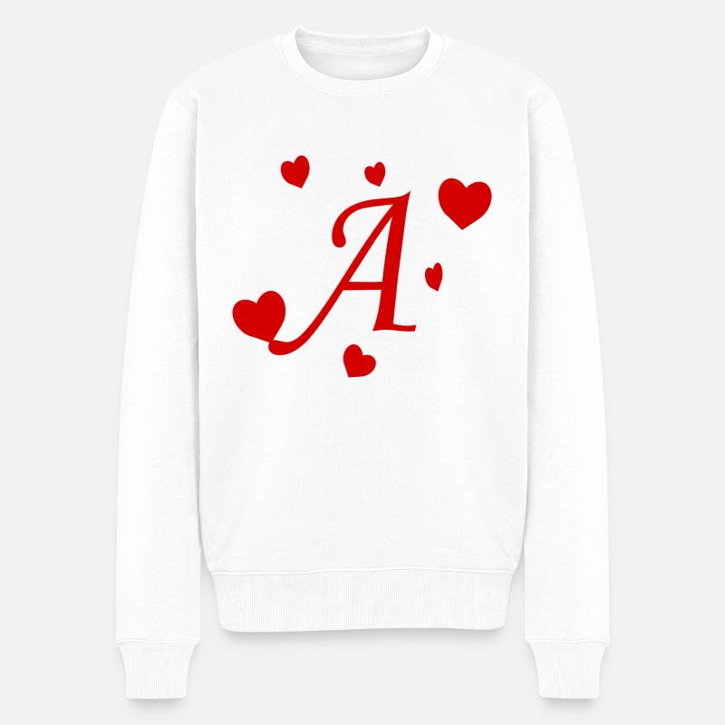 Lettre A avec des coeurs - Pull Premium bio Homme - blanc