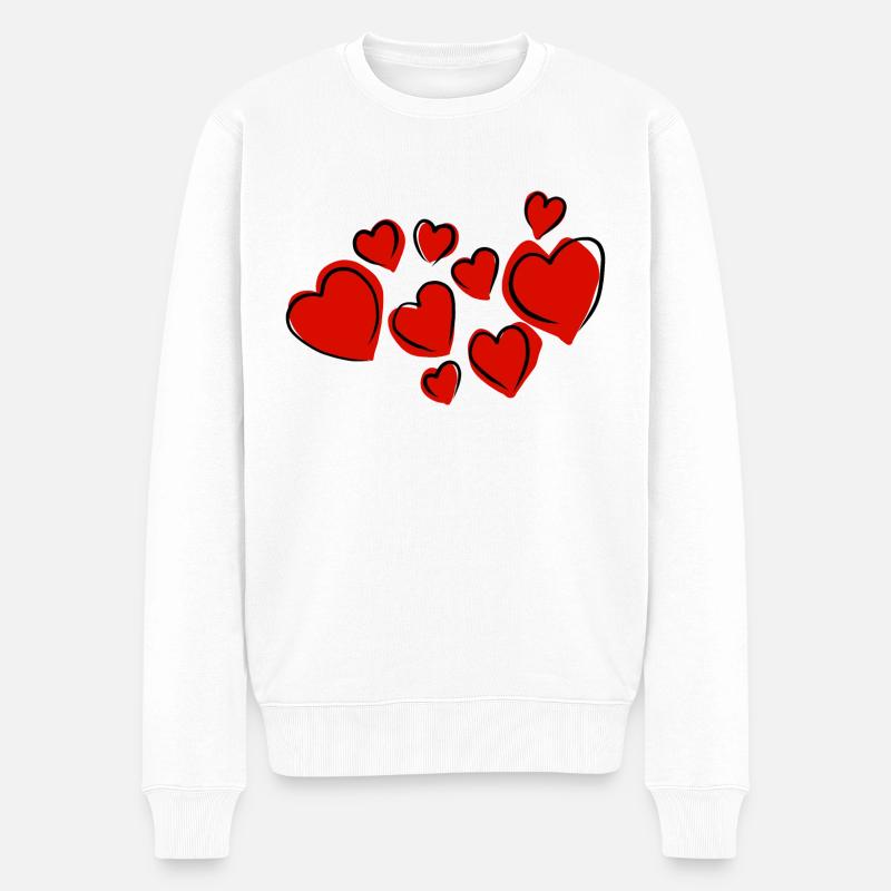 Coeur st valentin - Pull Premium bio Homme - blanc