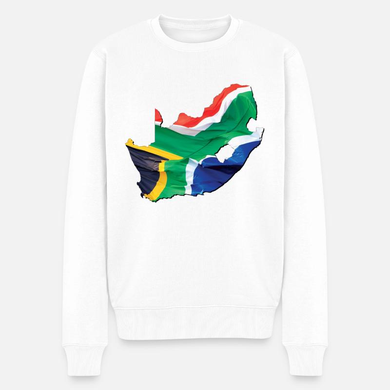 Echte Südafrika Flagge – Flag Map - Männer Premium Bio Pullover - Weiß