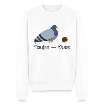 Taube Nuss - Pigeon Friend - Stadttaube und Nuss - Männer Premium Bio Pullover - Weiß - Vorne - Thijin (182cm)