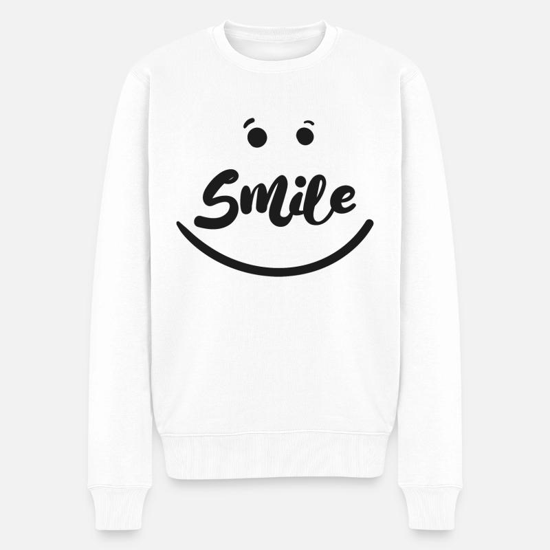 Smile - Männer Premium Bio Pullover - Weiß