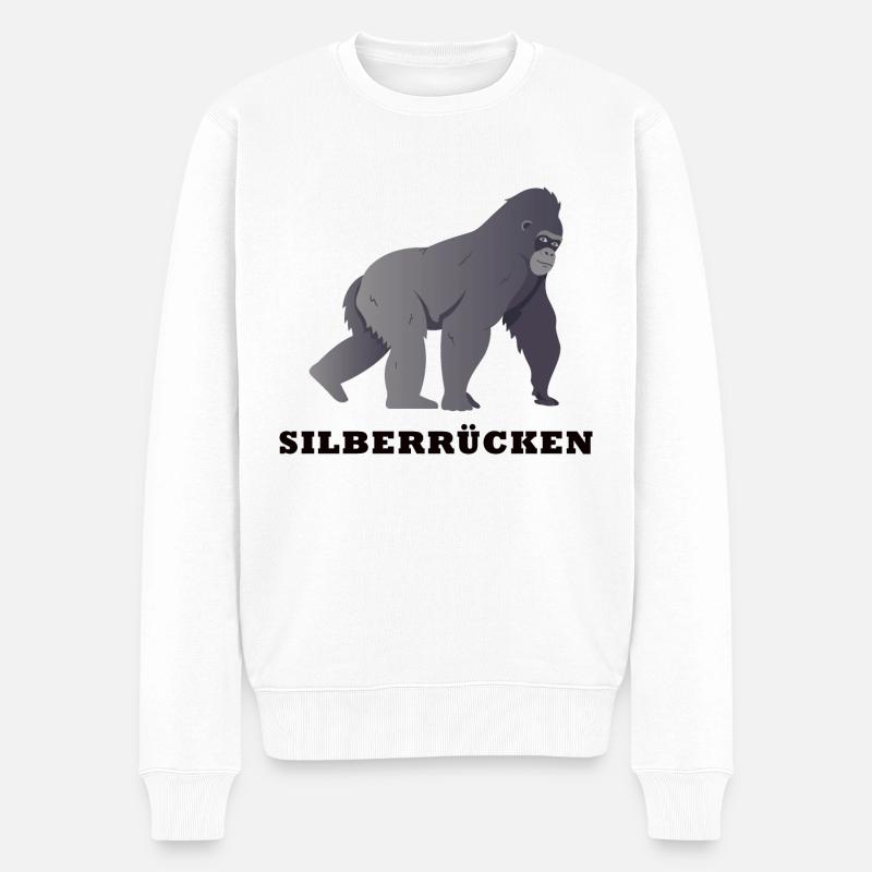 Silberrücken | Gorilla - Männer Premium Bio Pullover - Weiß