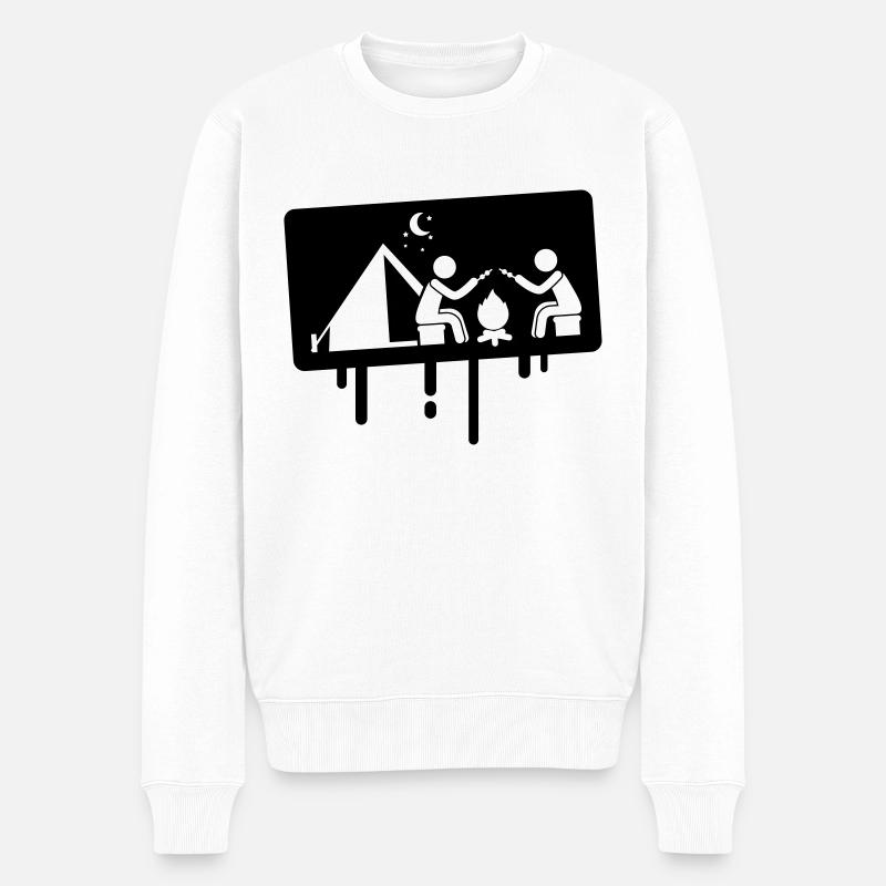 Camping zelten - Männer Premium Bio Pullover - Weiß