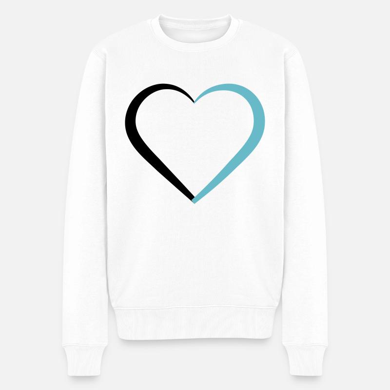 Herz - Männer Premium Bio Pullover - Weiß